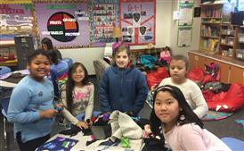  Girls working on project